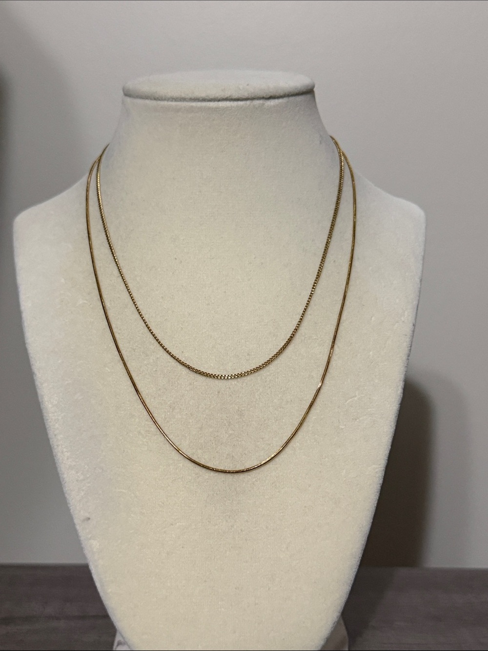 Gold plated stainless steel layered chain necklace
